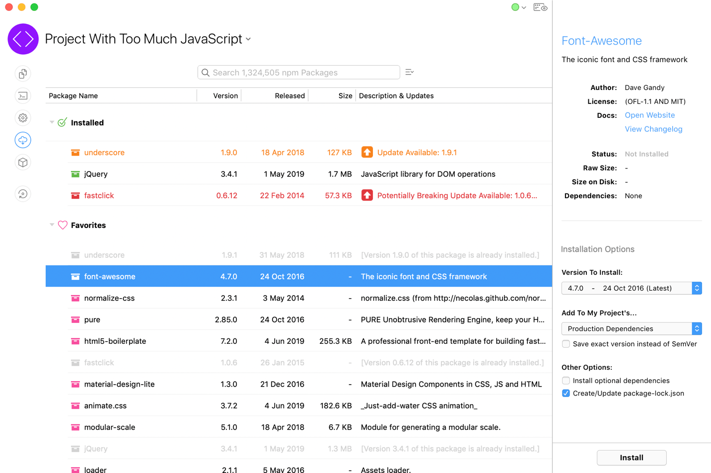 update npm package to latest