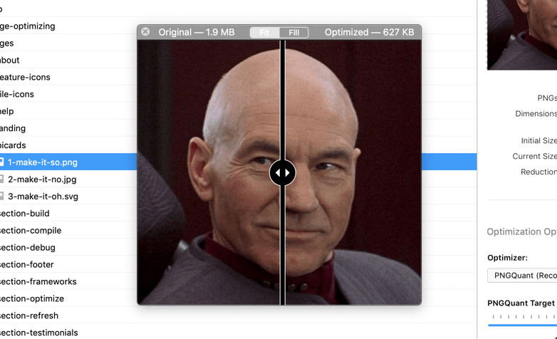 a screenshot of the image compare tool in CodeKit.