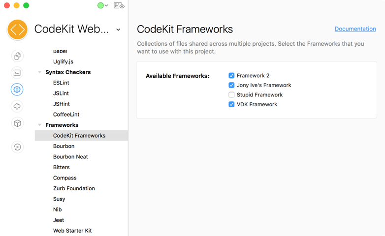 codekit project vs framework