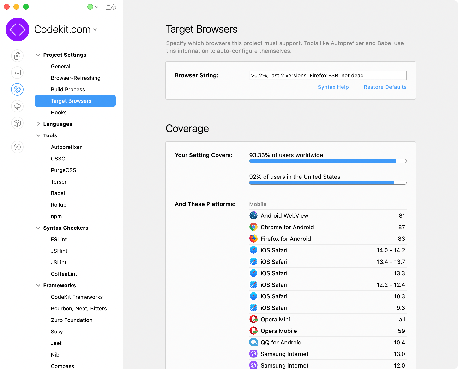 codekit project vs framework